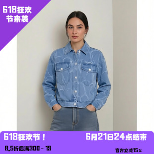 YAOLY姚领牛仔风短款夹克外套女蓝色按扣852h12672