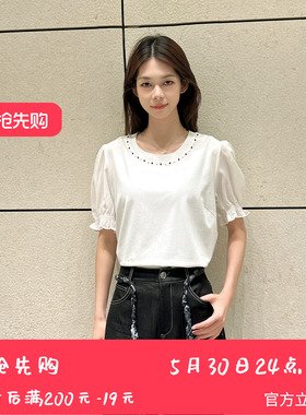 YAOLY姚领夏季上衣白色短袖T恤831K21372