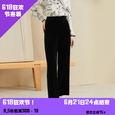 YAOLY姚领休闲长裤直筒裤高腰宽松拉链简810H30653
