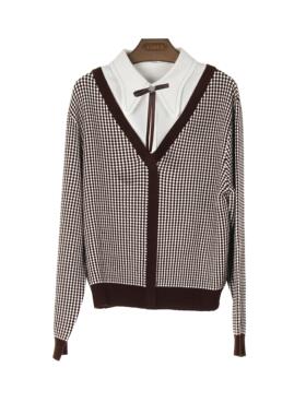 【航妈专享】姚领商场新款上衣毛针织衫套头格子832H40594