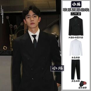 双排扣枪驳领西装外套男成熟稳重男装上衣高级感那不勒斯西服套装