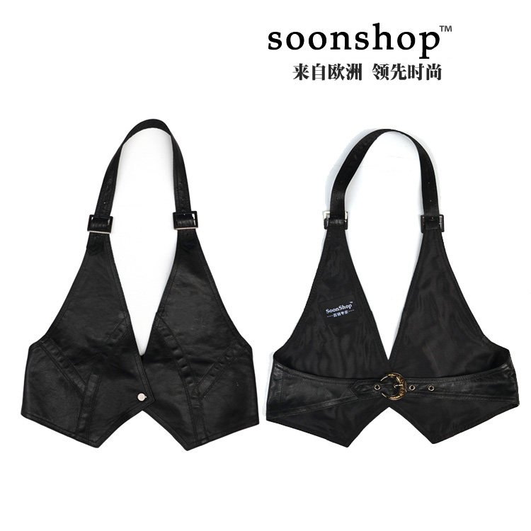 2025秋冬短款真皮马夹女韩版显瘦外搭挂脖背心宽松休闲简约外套潮