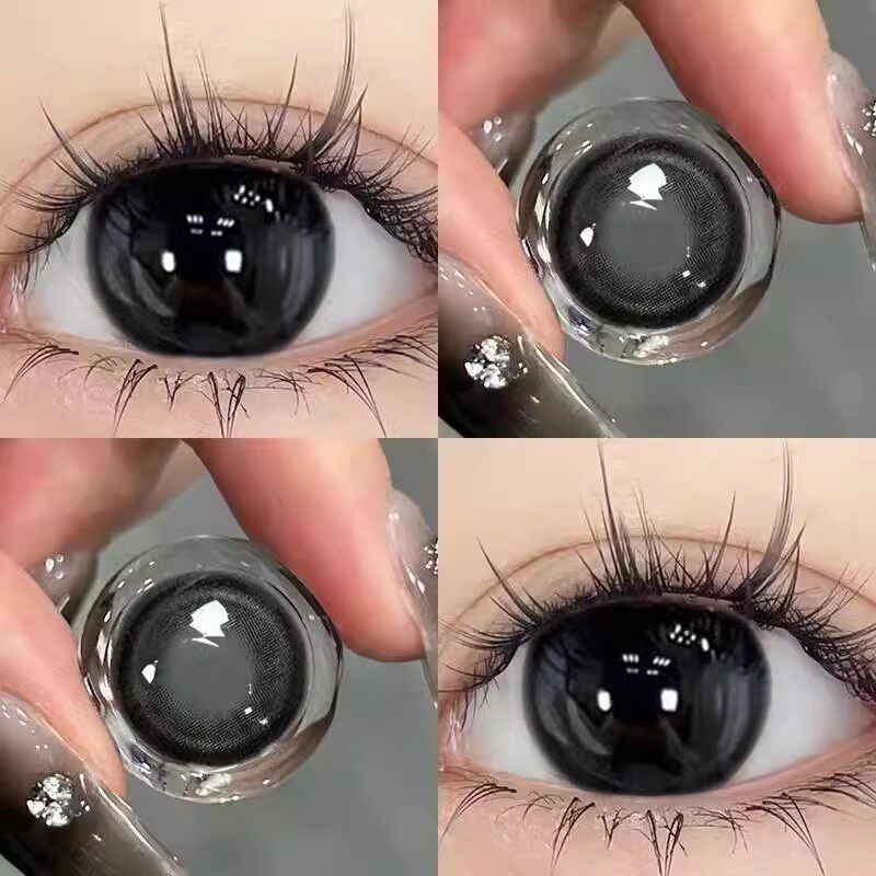 夜夜生黑美瞳大直径自然半年抛女黑色隐形近视眼镜年抛正装官网TN