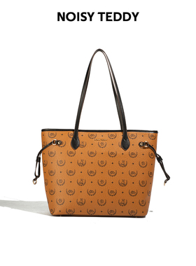 NOISY TEDDY嘻闹泰迪复古印花托特包女棕色大容量轻奢百搭腋下包
