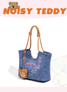 NOISY TEDDY嘻闹泰迪女士牛仔托特包女大容量时尚百搭腋下包包