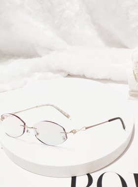 夏琅60801钻石切边无框时尚百搭简约渐进染色纯钛树脂眼镜女款