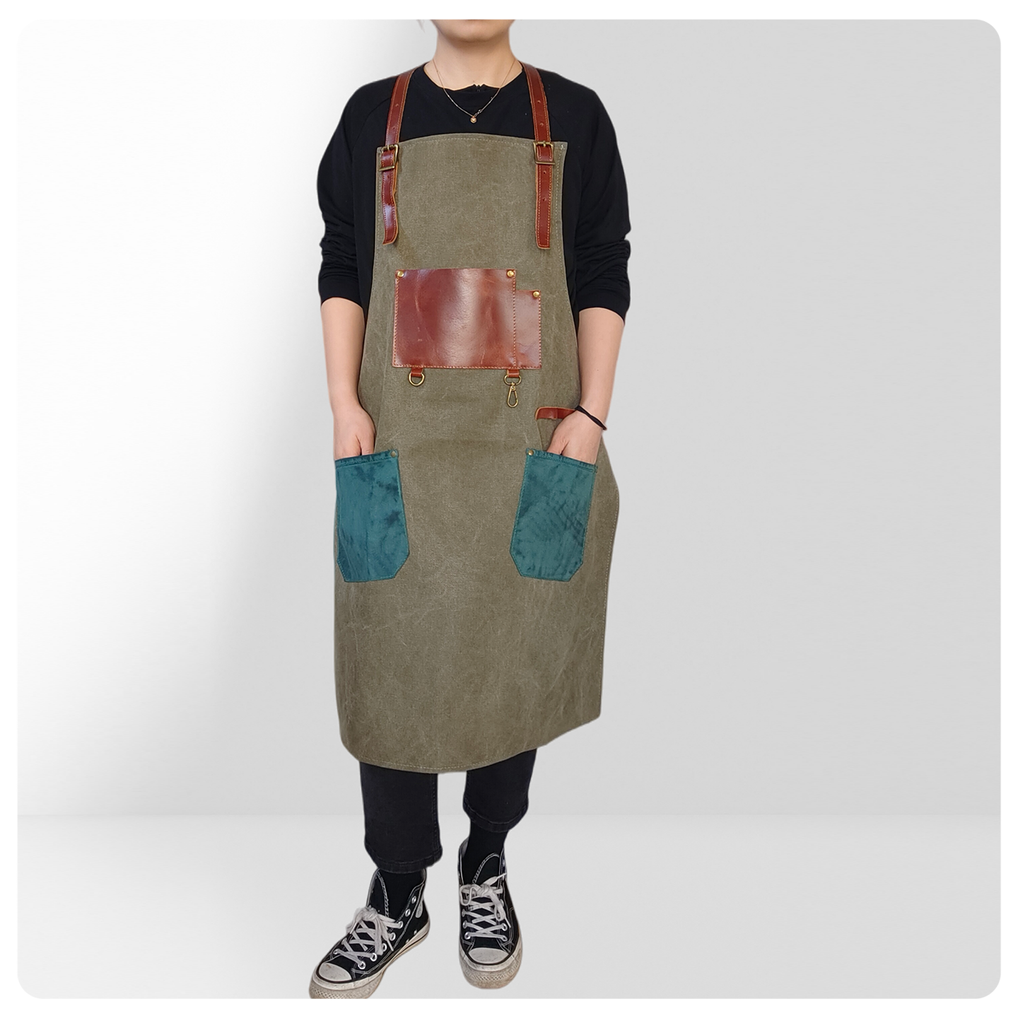 水洗帆布围裙发型美发师户外画画美术生时尚男女工作服罩衣