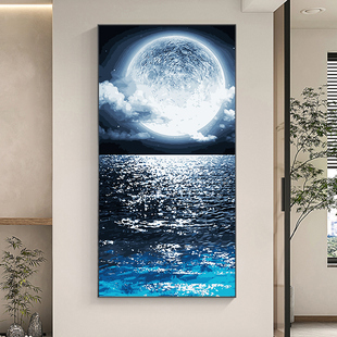 数字油画diy填色玄关客厅风景大尺寸手工填充填色画竖版装饰画画N