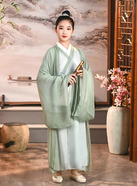女童汉服古风春夏红战国袍儿童古装魏晋风广袖交领超仙唐装演出服