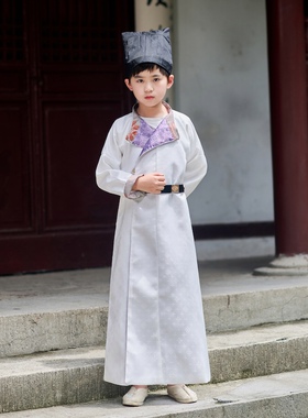 小荷新款长安三万里李白唐装圆领袍男童汉服宝宝儿童古装男春夏款
