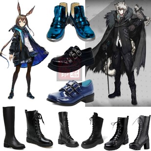 明日方舟cos鞋阿米娅cosplay鞋博士小皮鞋银灰cos黑色短筒靴35-46