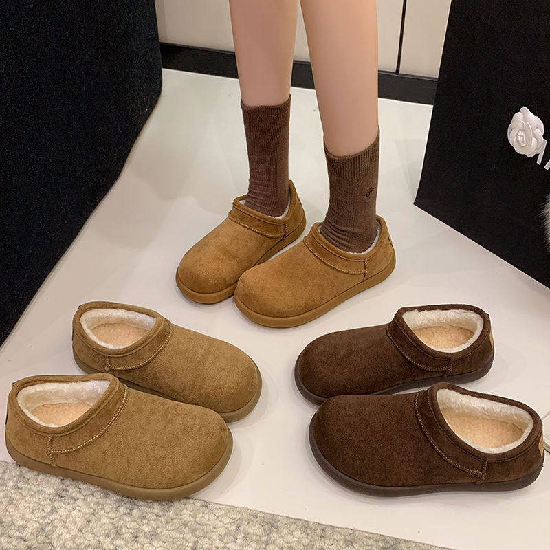 日本进口平底面包勃肯鞋保暖雪地鞋子女2026冬季新款加绒加厚爆款