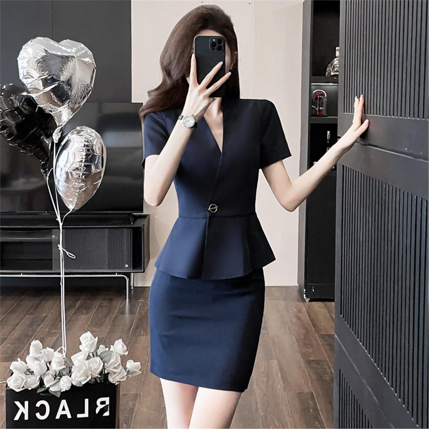 短袖小西装外套女正装2026新款夏季西服高端职业套装前台接待制服