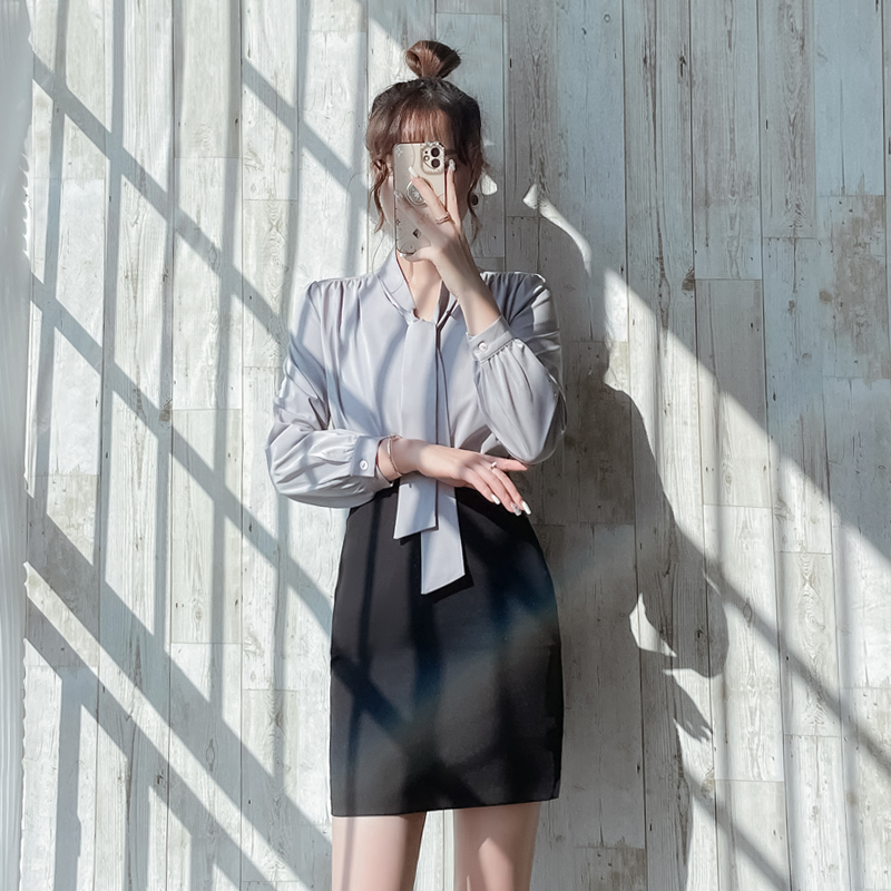 职业套装高端衬衫女医美咨询师酒店前台工作服长袖飘带衬衣气质秋