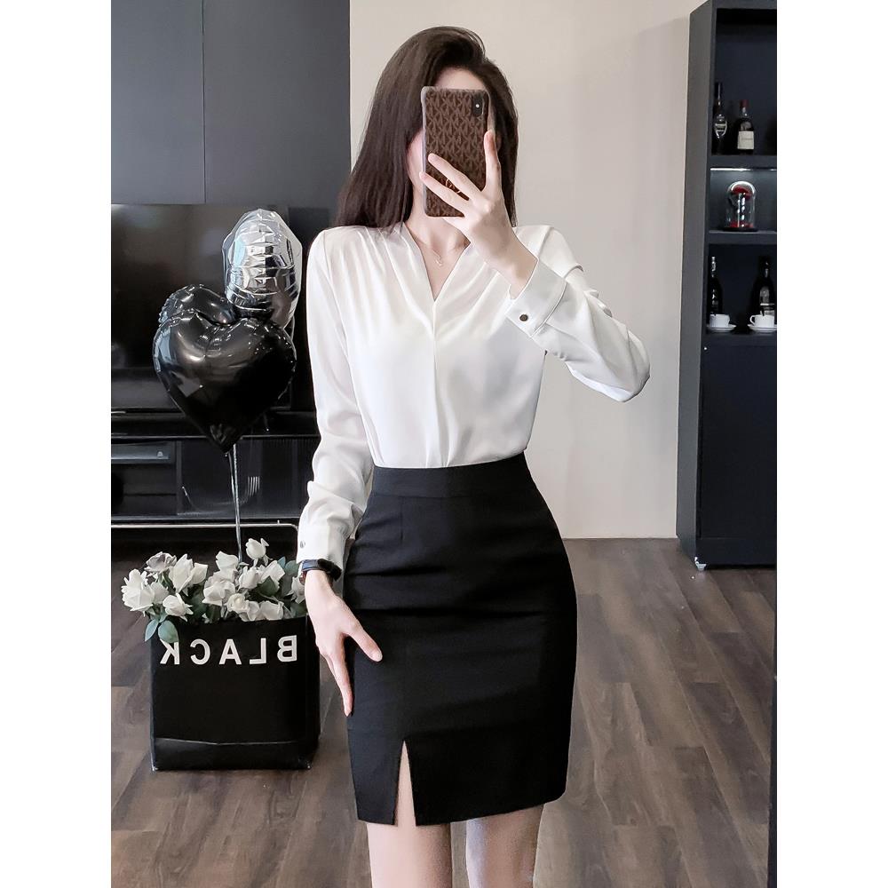 工作服职业装半身裙套装白色衬衣女ol前台接待高端空姐制服工作装