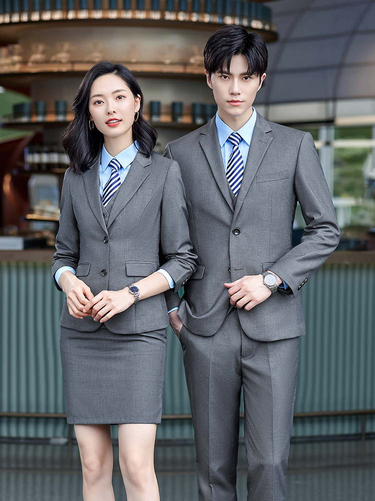 大学生藏青色职业西装套装男女正装西服外套ol行政经理工作服工装