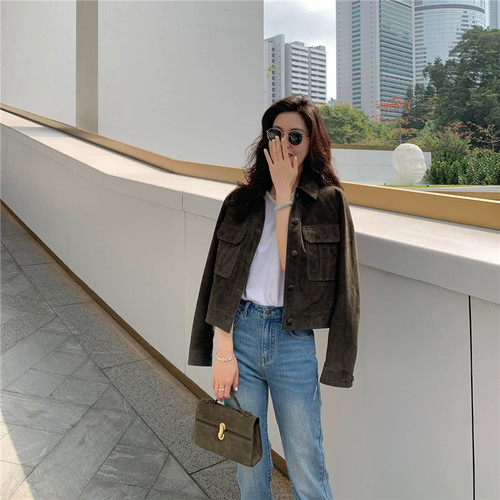 皮衣外套女2026新款爆款洋气老钱风复古翻领短款高级真皮夹克上衣