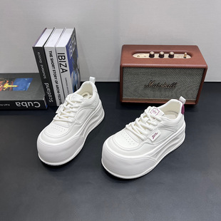 欧货小个子厚底大头丑萌面包鞋女2026春新款增高单鞋松糕小白鞋潮