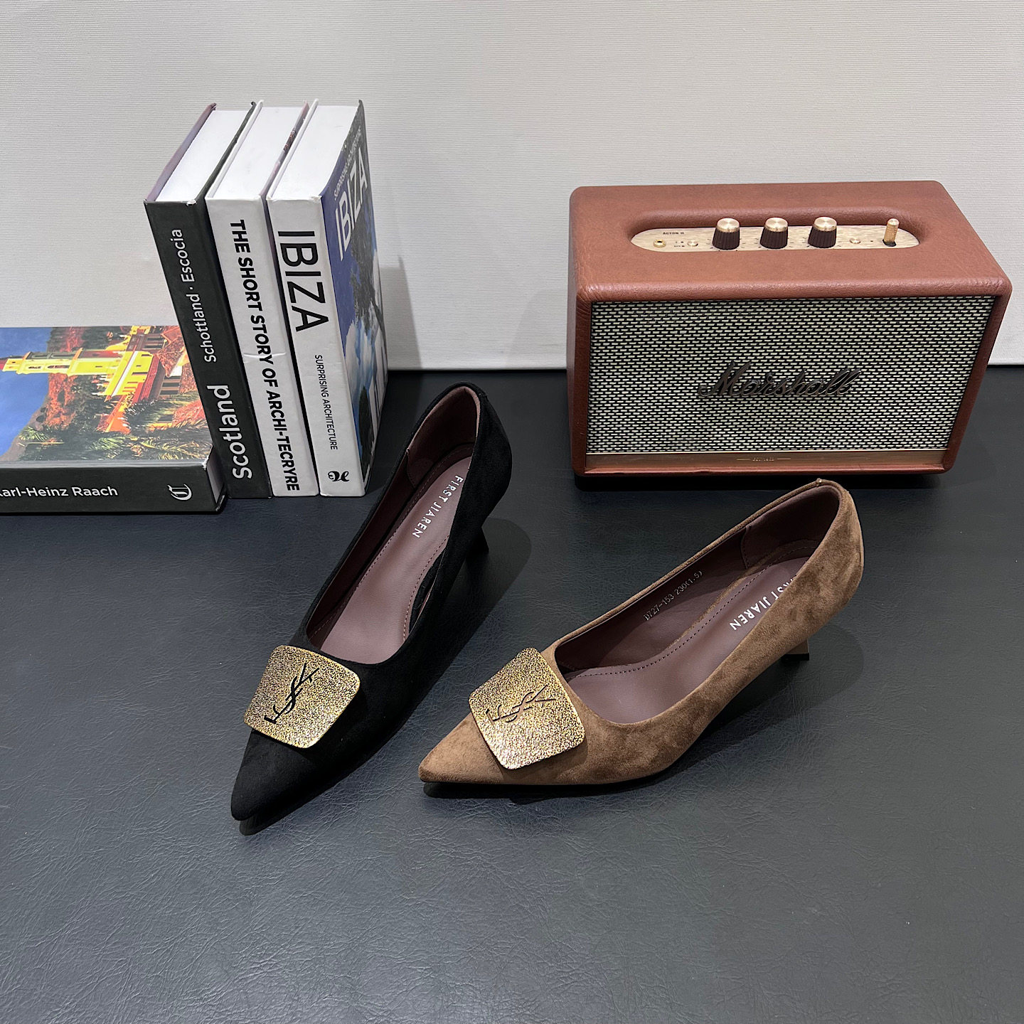 法式尖头细跟高跟鞋女2026春季新款绒面浅口单鞋百搭工作鞋女鞋潮