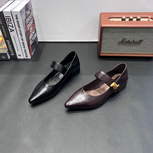 法式尖头浅口玛丽珍鞋女2026春季新款性感软底一脚蹬蝴蝶结单鞋潮