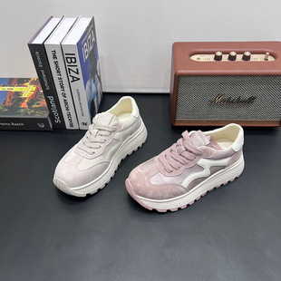 韩版真皮阿甘鞋女2026春季学生跑步运动厚底增高休闲鞋百搭老爹鞋