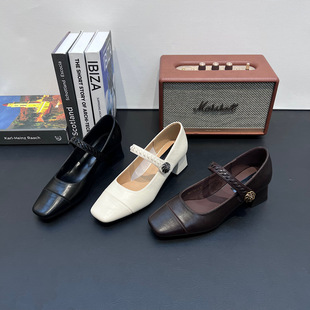 法式玛丽珍鞋女2026新款中跟浅口单鞋小皮鞋配裙子晚晚单鞋女鞋潮