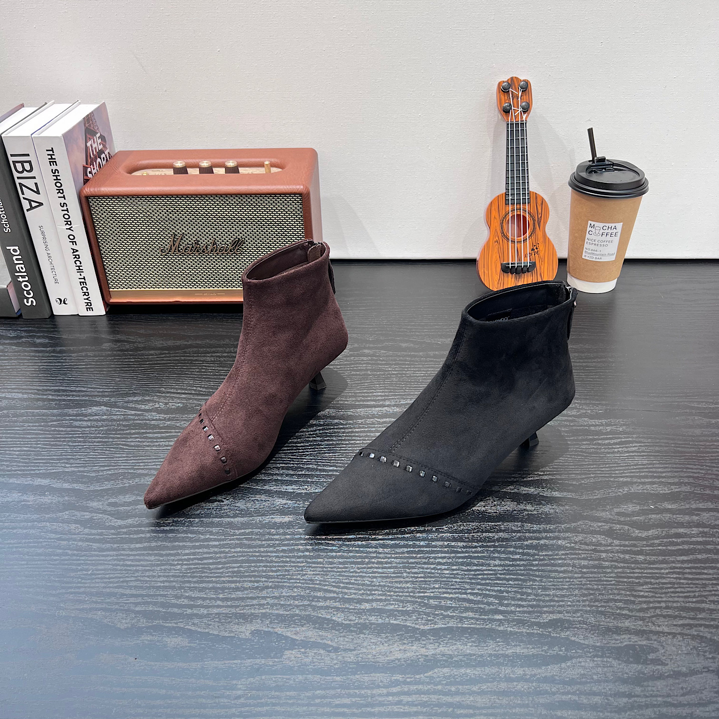 韩版时尚马丁靴女2025冬季新款加绒尖头高跟鞋细跟低跟短靴女鞋潮