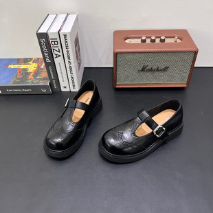 英伦风复古雕花布洛克小皮鞋女2026春新款软皮厚底乐福鞋玛丽珍鞋