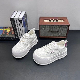 韩版时尚厚底大头丑萌面包鞋女2026春季新款增高单鞋松糕小白鞋女