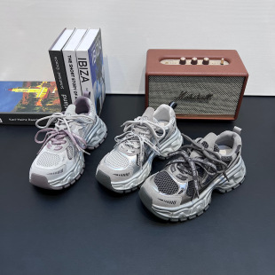 ins潮增高运动鞋 欧洲站厚底老爹鞋 透气百搭休闲鞋 新款 女2026春季