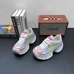 欧洲站薄款老爹鞋女2026春夏款厚底休闲运动鞋百搭单鞋水中冰女鞋