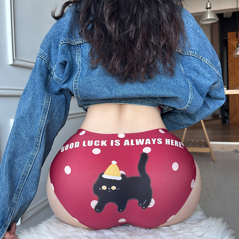 PeachPlus纯欲甜美冰丝印花内裤