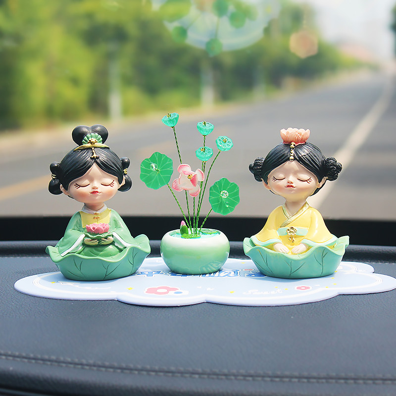 国风佛系少女车载摆件好运莲莲治愈车内中控台摆台装饰品汽车摆件,汽车用品/电子/清洗/改装,摆件,淘宝优惠券,粉丝福利购,淘宝优惠卷