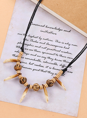 复古部落民族风狼狗牙个性项链