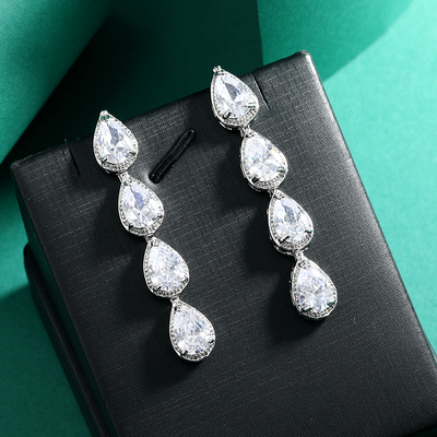 小众设计锆石水滴流苏耳钉女