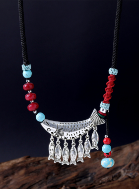 原创设计流苏吊坠女银锁骨链