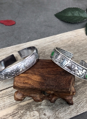 纹银民国怀旧个性百搭配饰品手镯