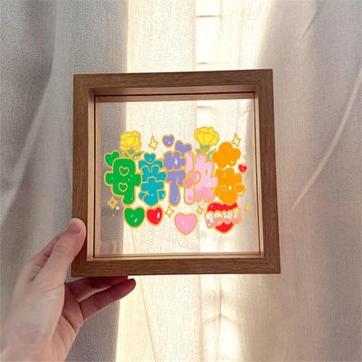 母亲节送妈妈的礼物玻璃油彩画手工diy生日礼物相框装饰画有意义