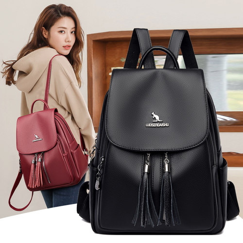 高质感软皮百搭女士双肩包