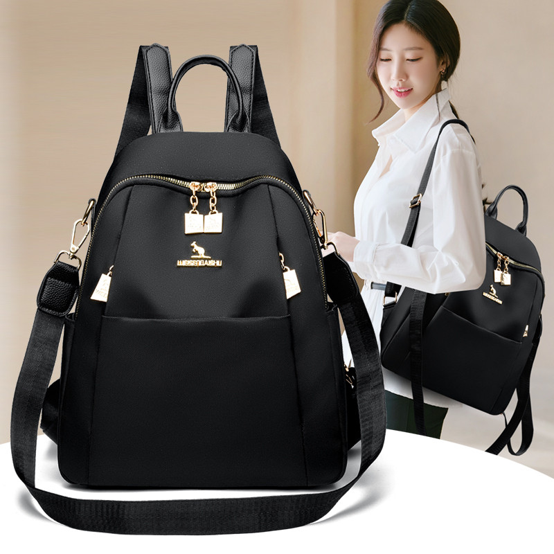 2025秋冬双肩包女大容量黑色牛津布旅行多口袋书包女士通勤背包,箱包皮具/热销女包/男包,双肩背包,淘宝优惠券,粉丝福利购,淘宝优惠卷