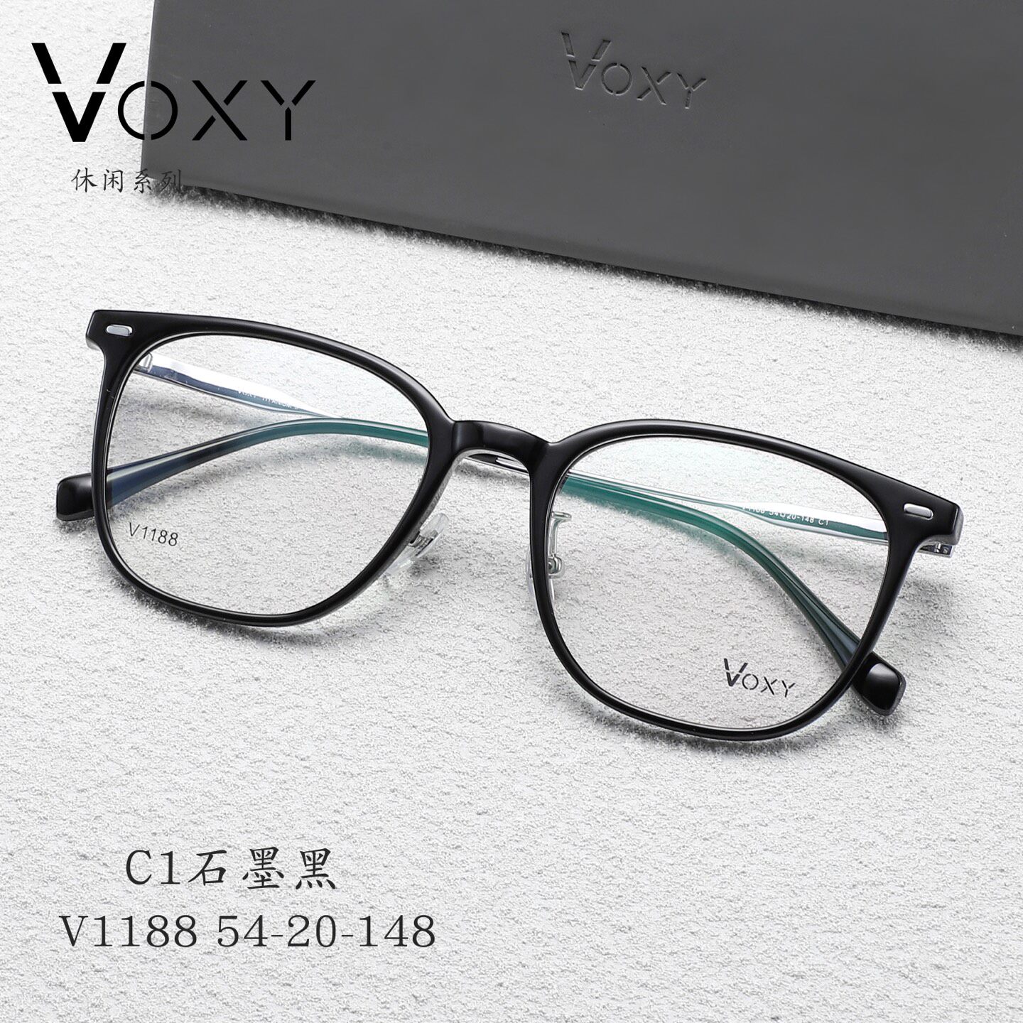 VOXY纯钛方形框大脸框眼镜时尚潮流眼镜架男修脸形男女同款V1188