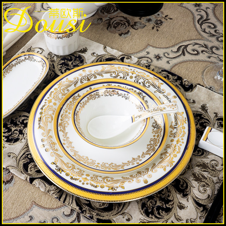 欧式酒店陶瓷餐具餐厅摆台饭店碗盘套装台面餐具摆台餐台,餐饮具,盘,淘宝优惠券,粉丝福利购,淘宝优惠卷