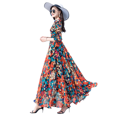 新款雪纺波西米亚莎点大摆