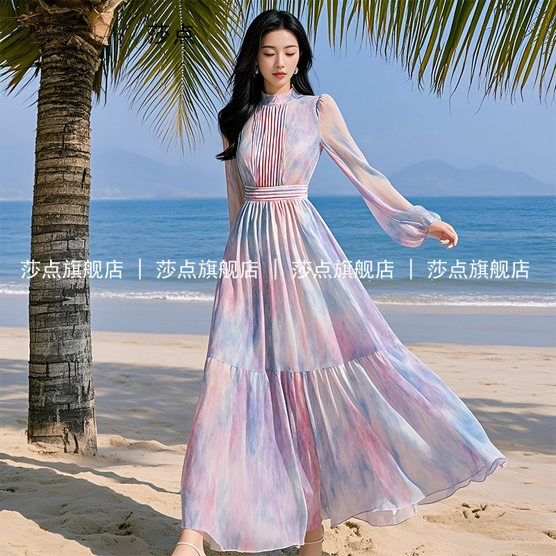 雪纺连衣裙女夏气质收腰长裙