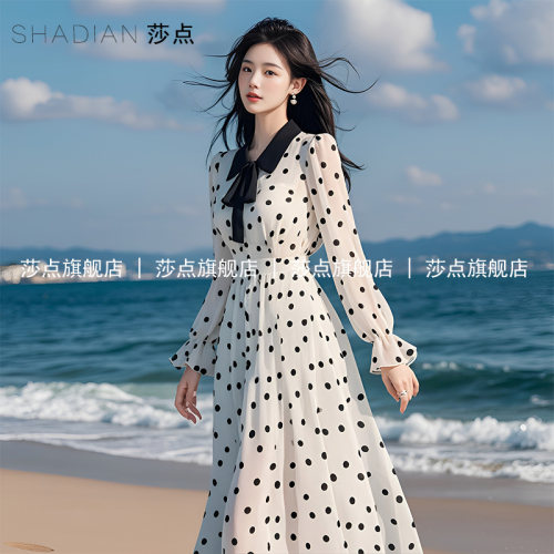 雪纺波点连衣裙女夏气质