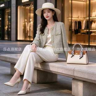 银色圆领小香风外套女春秋短款2026新款高端小资优雅上衣高级感