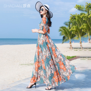 2026新款雪纺长裙大摆长款连衣裙女夏沙滩裙裙子海边度假长裙脚踝