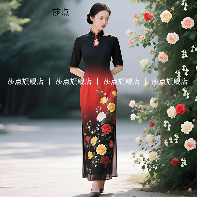 2026新款薄纱新中式国风旗袍连衣裙女夏妈妈婚宴礼服长裙高级感