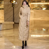 2025新款 冬季 高端长款 羽绒服女中长款 过膝时尚 收腰白鸭绒流行外套