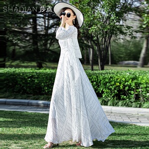 2026夏季吊带白色连衣裙女长款夏天新款两件套大摆裙显瘦沙滩裙子